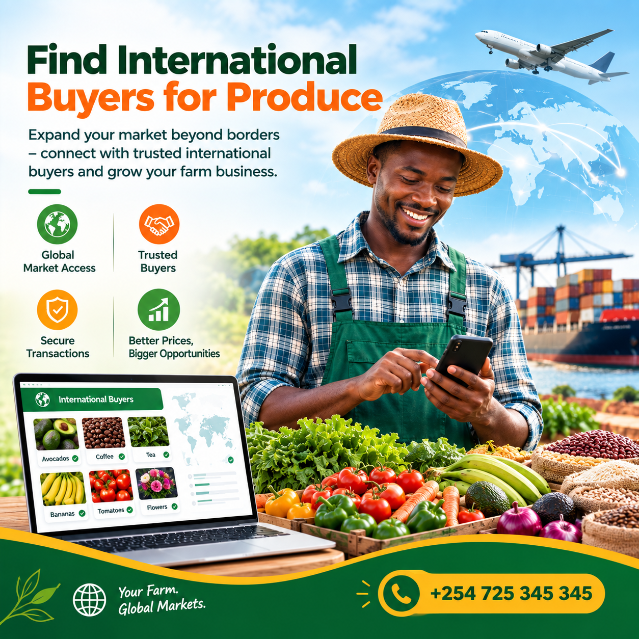Find international buyers for produce